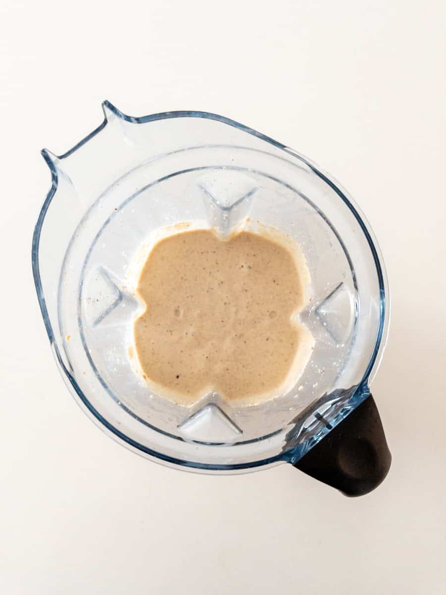 cashew date smoothie ingredients blended up in blender